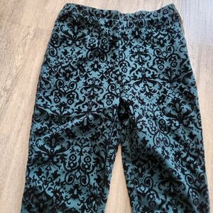 Elegant Black and Teal Patterned Pants